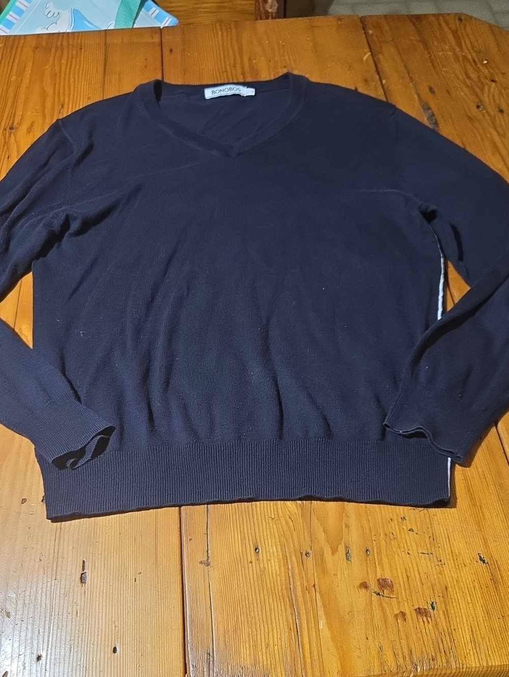Bonobos Sz M Navy V-Neck Lightweight Sweater 100% Cotton